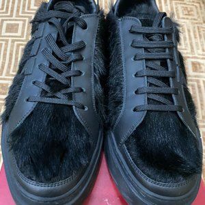 SALVATORE FERRAGAMO - Horsehair Fur Calfskin Leather Gancini Black - MEN 9.5